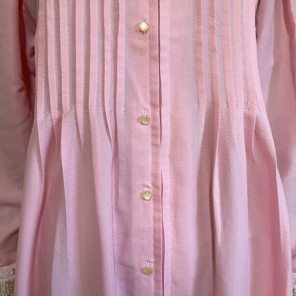 CasaBella Pink Lace Trim Full Zip Long Sleeve Night Gown Pajama Robe Dress XL - Picture 8 of 15